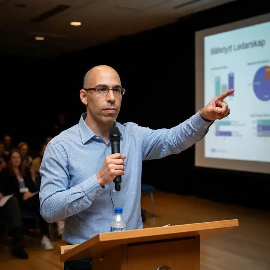 Peter Rosell talar vid en konferens